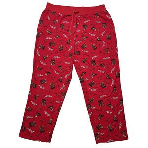 LL Bean Boots Flannel Pajamas Pants Womens 1X Plus Red Cotton Christmas Lights
